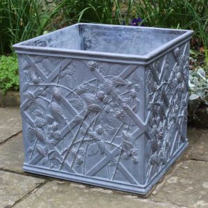 Tumbling Blackberries Square Lead Planter.