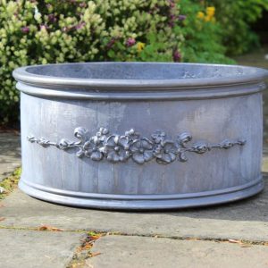 FLORAL SPRAY ROUND LEAD PLANTER