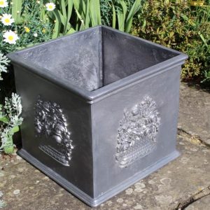 FLOWER BASKET SQUARE LEAD PLANTER