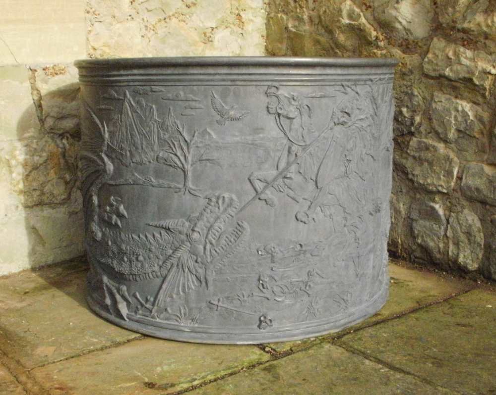 SAINT GEORGE AND THE DRAGON ROUND LEAD CISTERN