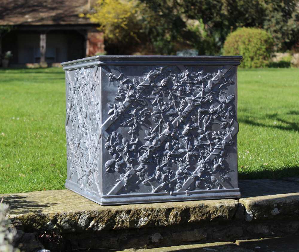 HONEYSUCKLE BLOSSOM SQUARE LEAD PLANTER