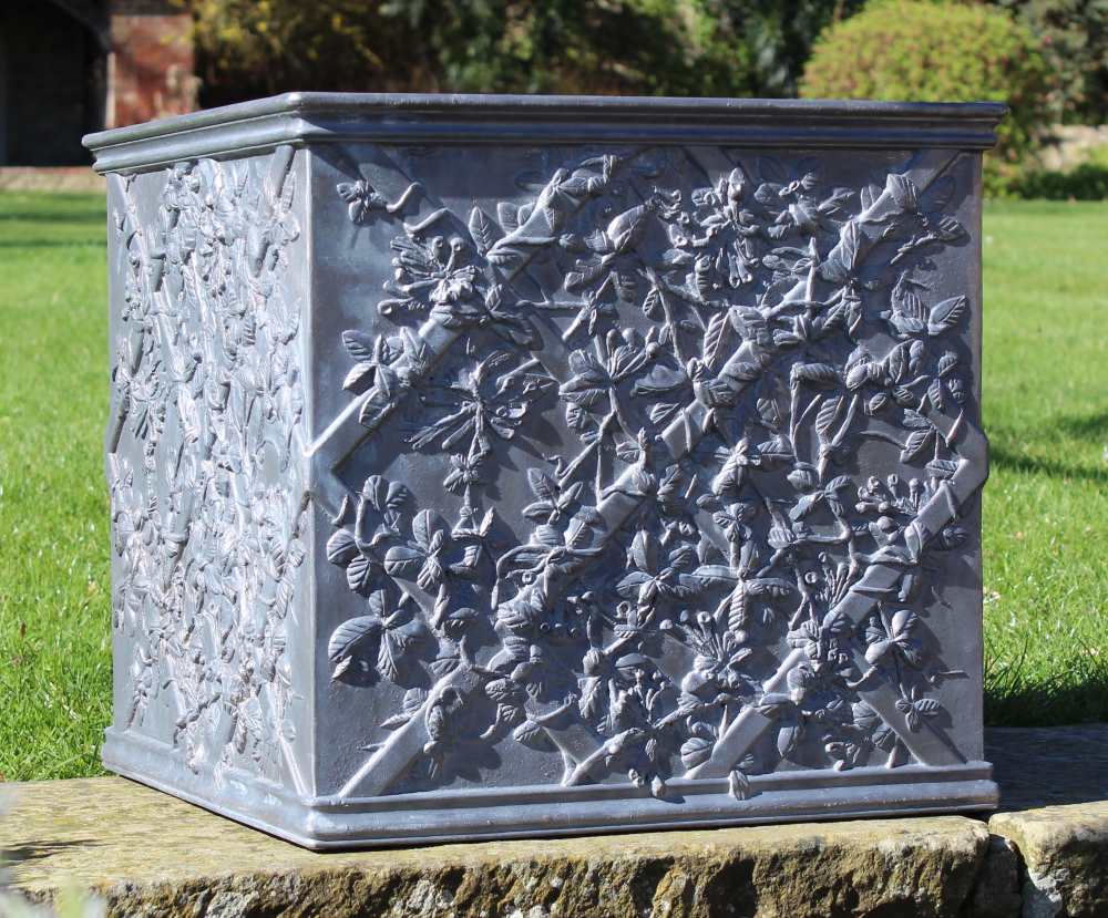 HONEYSUCKLE BLOSSOM SQUARE LEAD PLANTER - Image 2