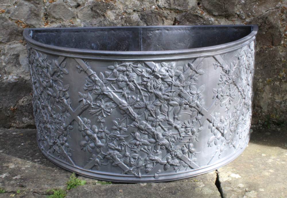 HONEYSUCKLE BLOSSOM DEMI-LUNE LEAD PLANTER