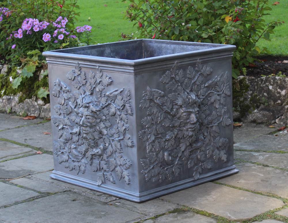 LARGE HAWTHORN GREEN MAN LEAD PLANTER - Image 4