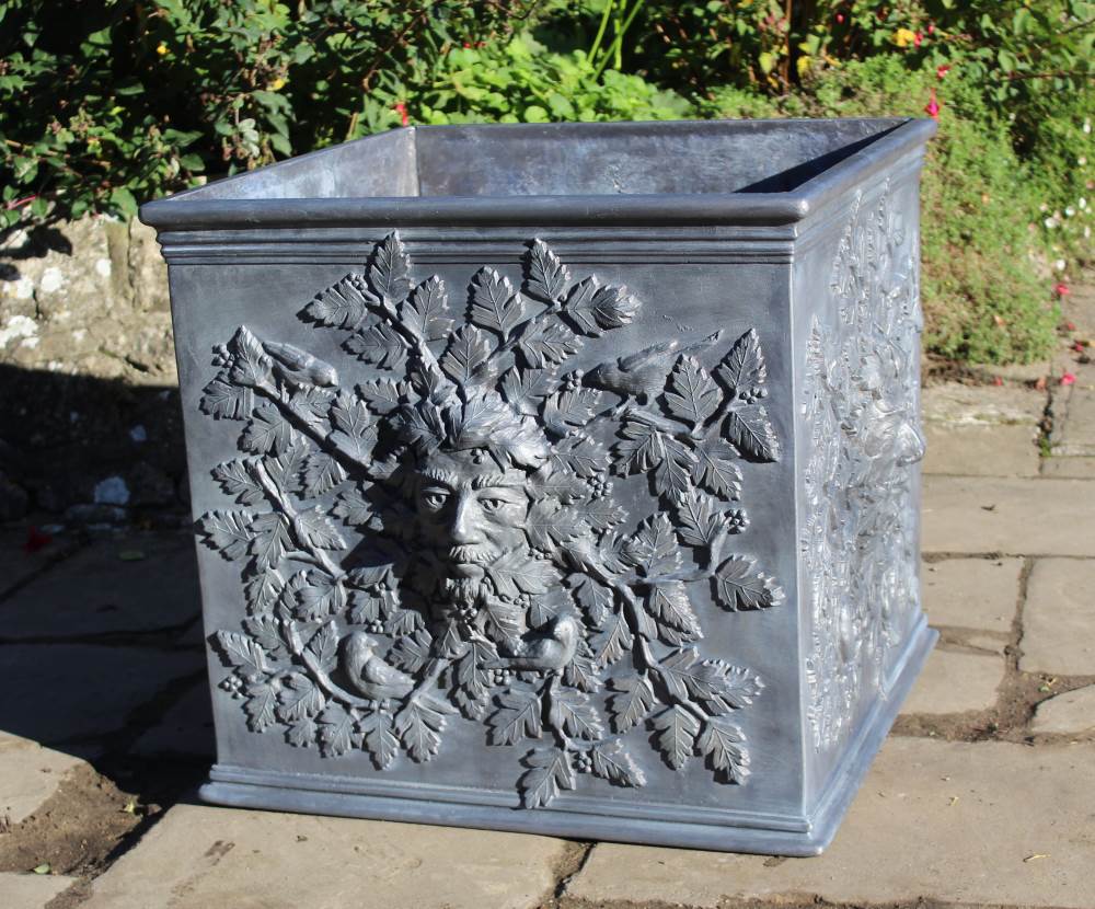 LARGE HAWTHORN GREEN MAN LEAD PLANTER - Image 3