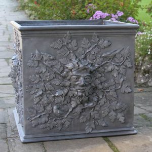LARGE HAWTHORN GREEN MAN LEAD PLANTER