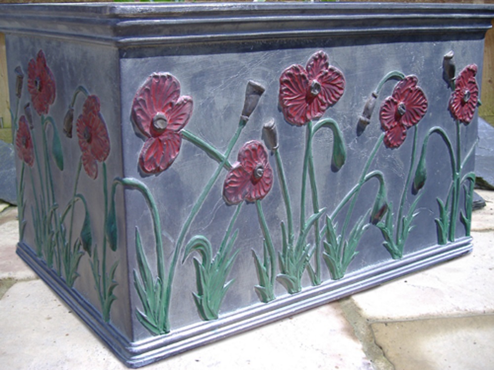 POPPY LEAD PLANTER painted