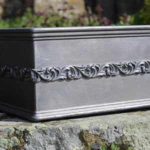 SMALL ACANTHUS PATTERN SQUARE LEAD PLANTER