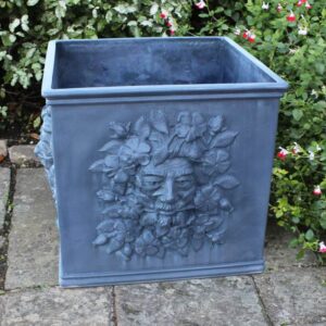 DOG ROSE GREEN MAN LEAD PLANTER