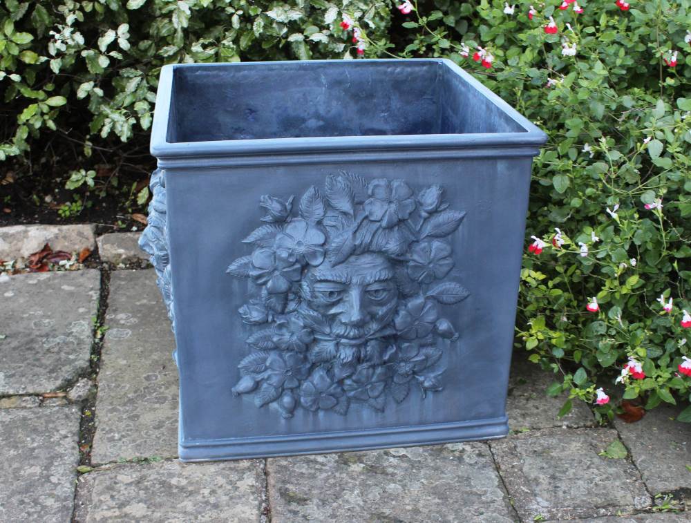 DOG ROSE GREEN MAN LEAD PLANTER